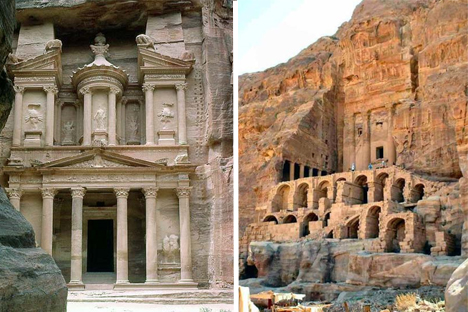 Peste 800 de monumente individuale se pot vedea in Petra, incluzand morminte, bai, sali de funerarii si temple.